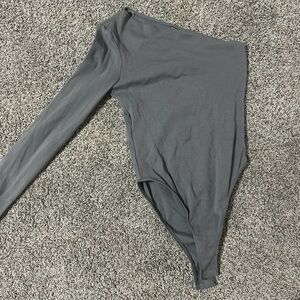 Gray One-Shoulder Bodysuit